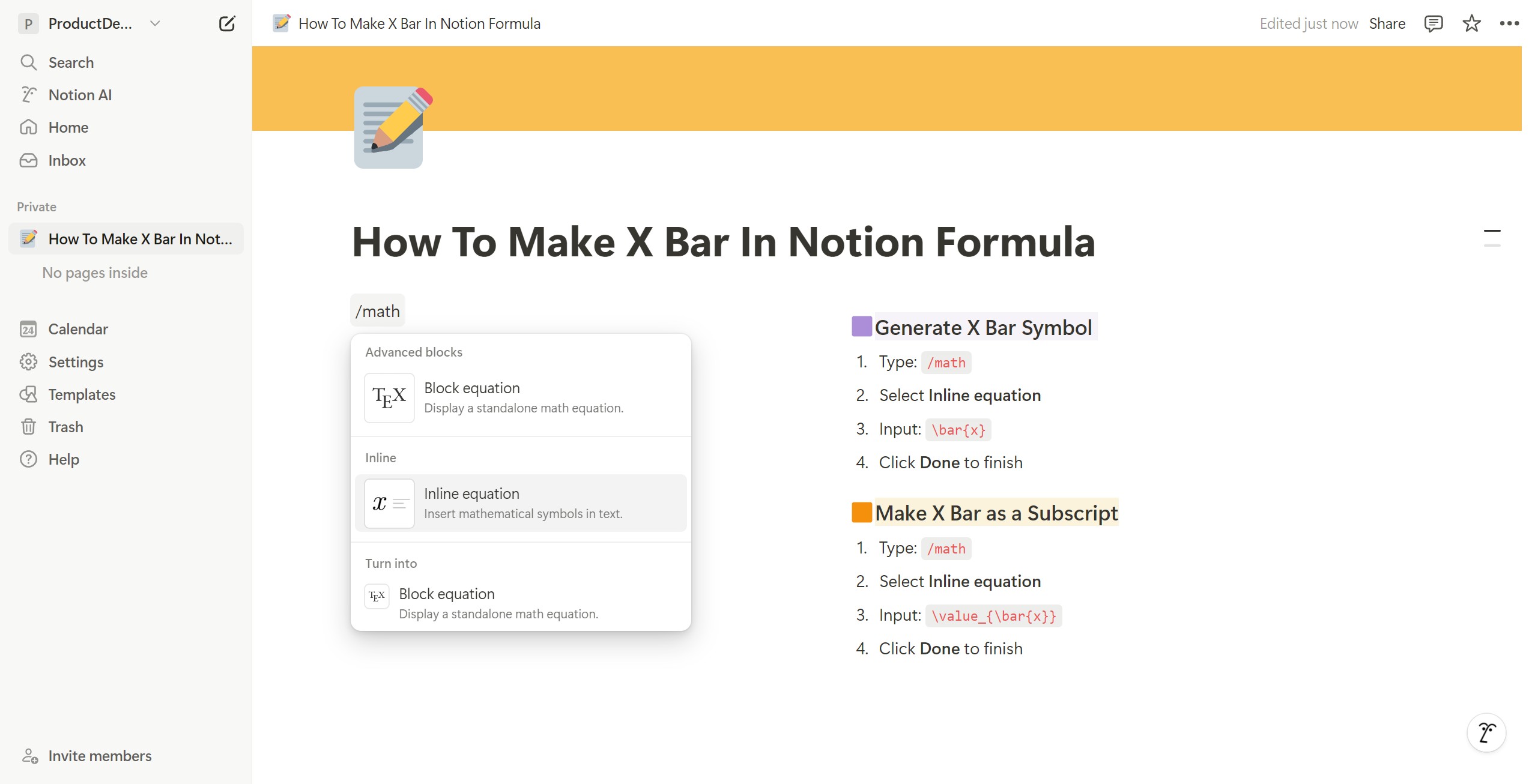 <p>Click Inline equation.</p>