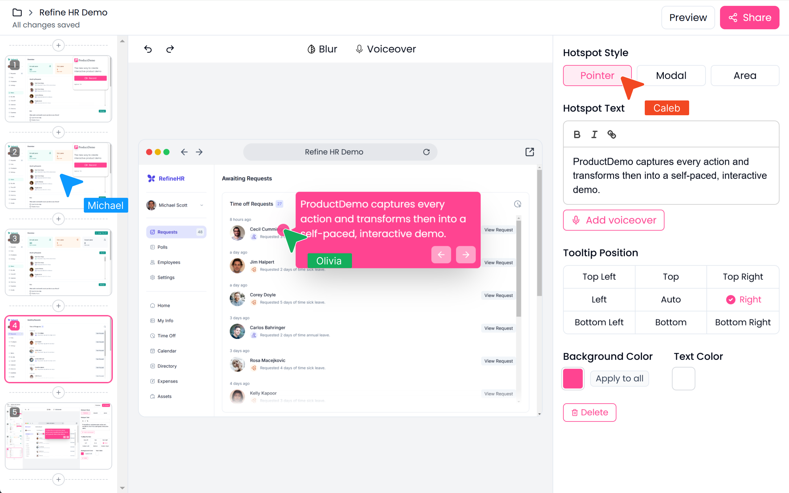 <p>Design and refine demos with your team, in one shared file.</p>