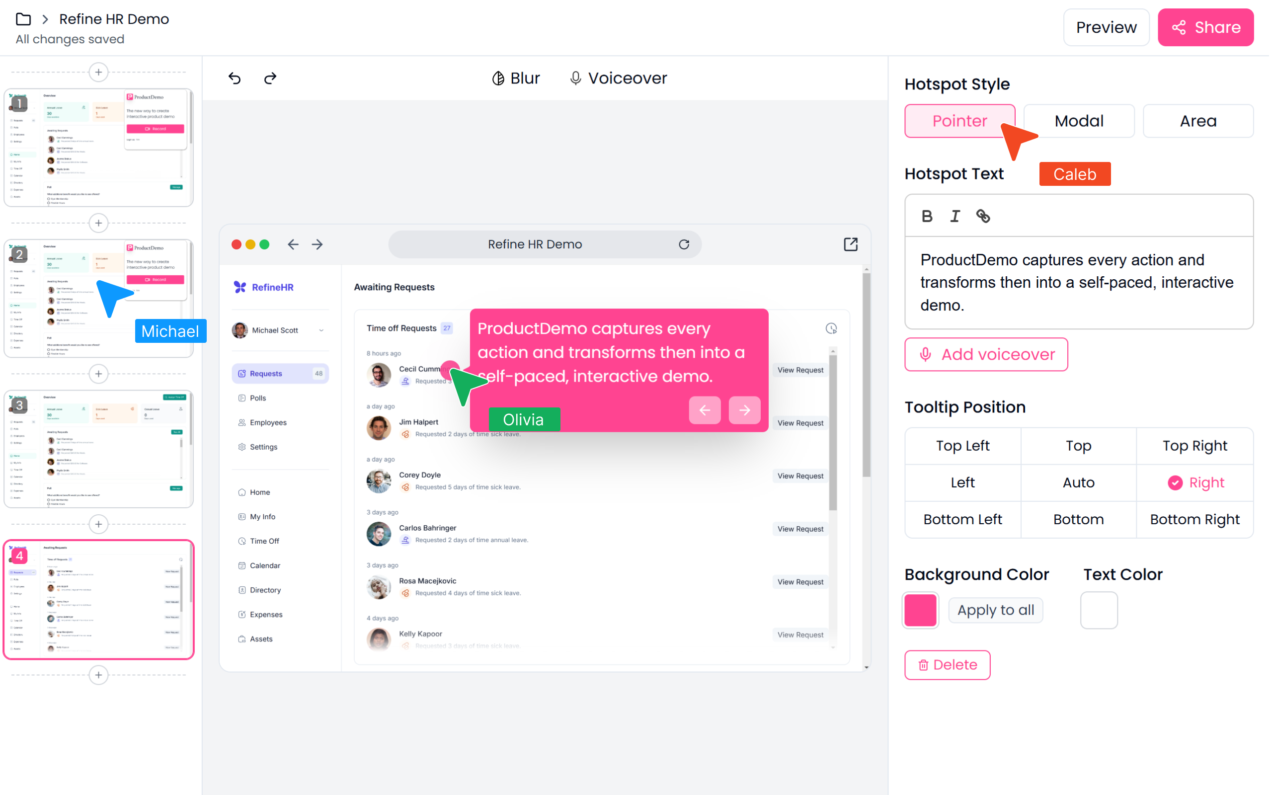 <p>Design and refine demos with your team, in one shared file.</p>