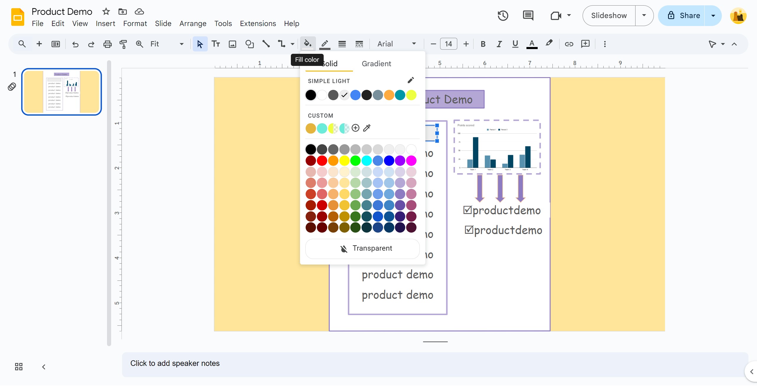 <p>Click fill color and choose a highlight color.</p>